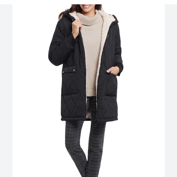 EUC Tribal Hooded Reversible Puffer Jacket Black Nylon / Sherpa - XS Retail $250 - Picture 1 of 14